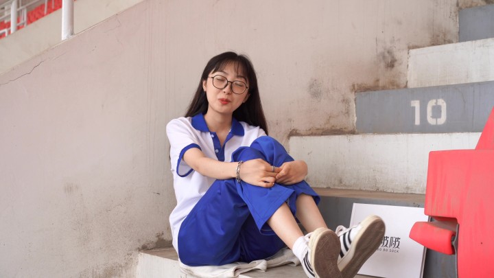 Bo Bo Socks - 002 Zhiyu-School Uniform, Shell Head, white Cotton Socks, Bare Feet